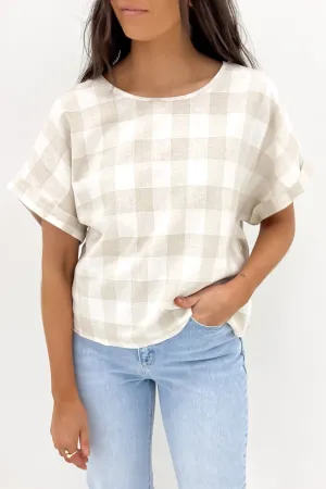 Albon Top Beige Check