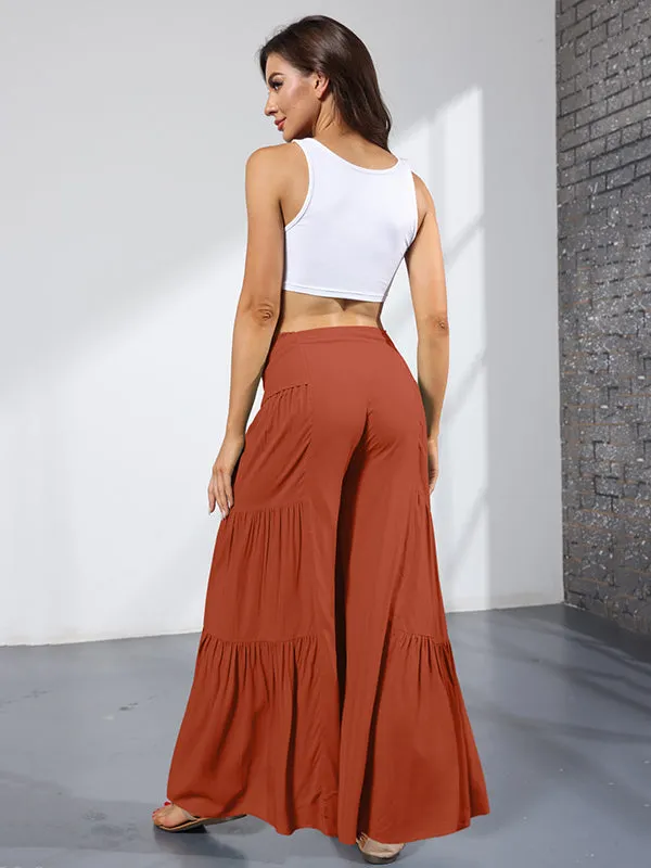 11 Colors Simple High Waisted Solid Color Casual Wide Leg Pants