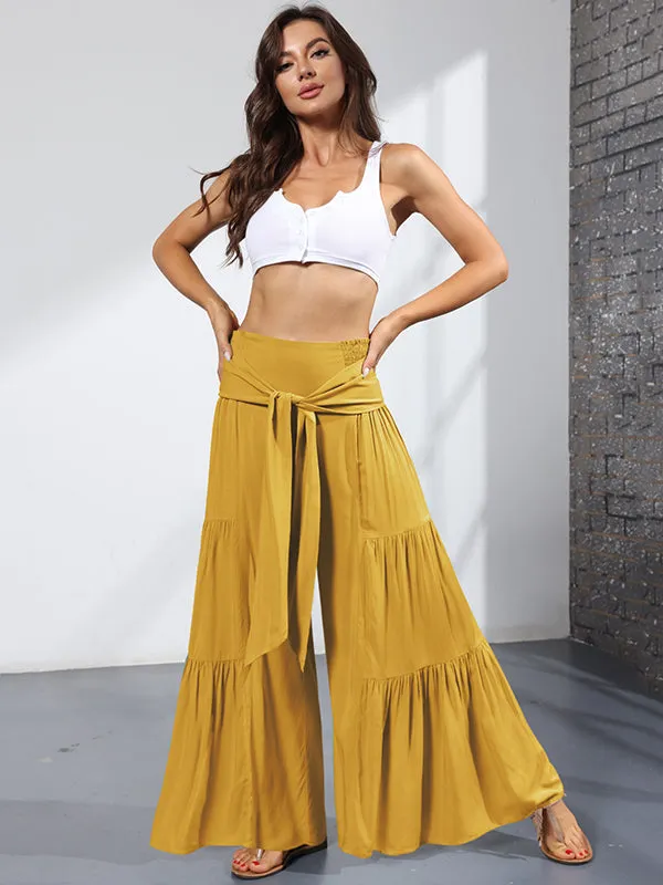 11 Colors Simple High Waisted Solid Color Casual Wide Leg Pants