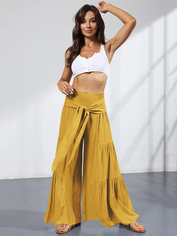 11 Colors Simple High Waisted Solid Color Casual Wide Leg Pants