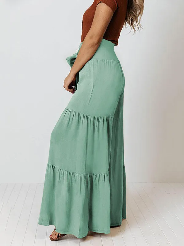 11 Colors Simple High Waisted Solid Color Casual Wide Leg Pants