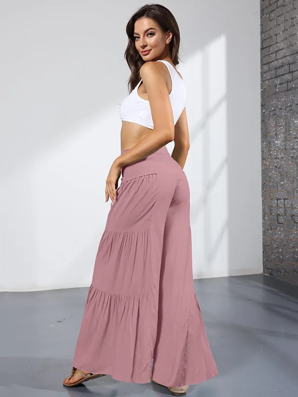 11 Colors Simple High Waisted Solid Color Casual Wide Leg Pants