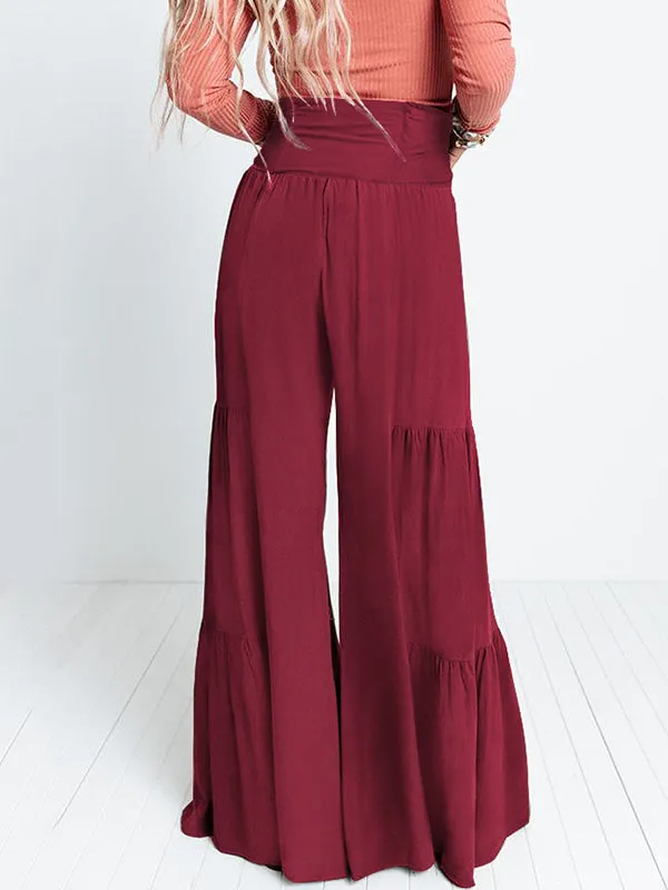 11 Colors Simple High Waisted Solid Color Casual Wide Leg Pants