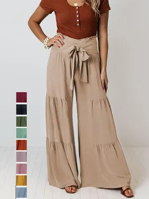 11 Colors Simple High Waisted Solid Color Casual Wide Leg Pants