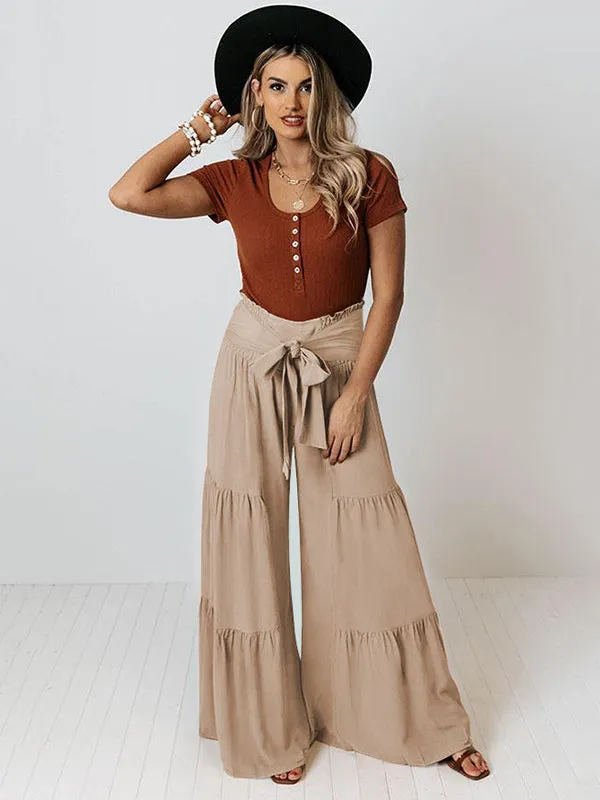 11 Colors Simple High Waisted Solid Color Casual Wide Leg Pants