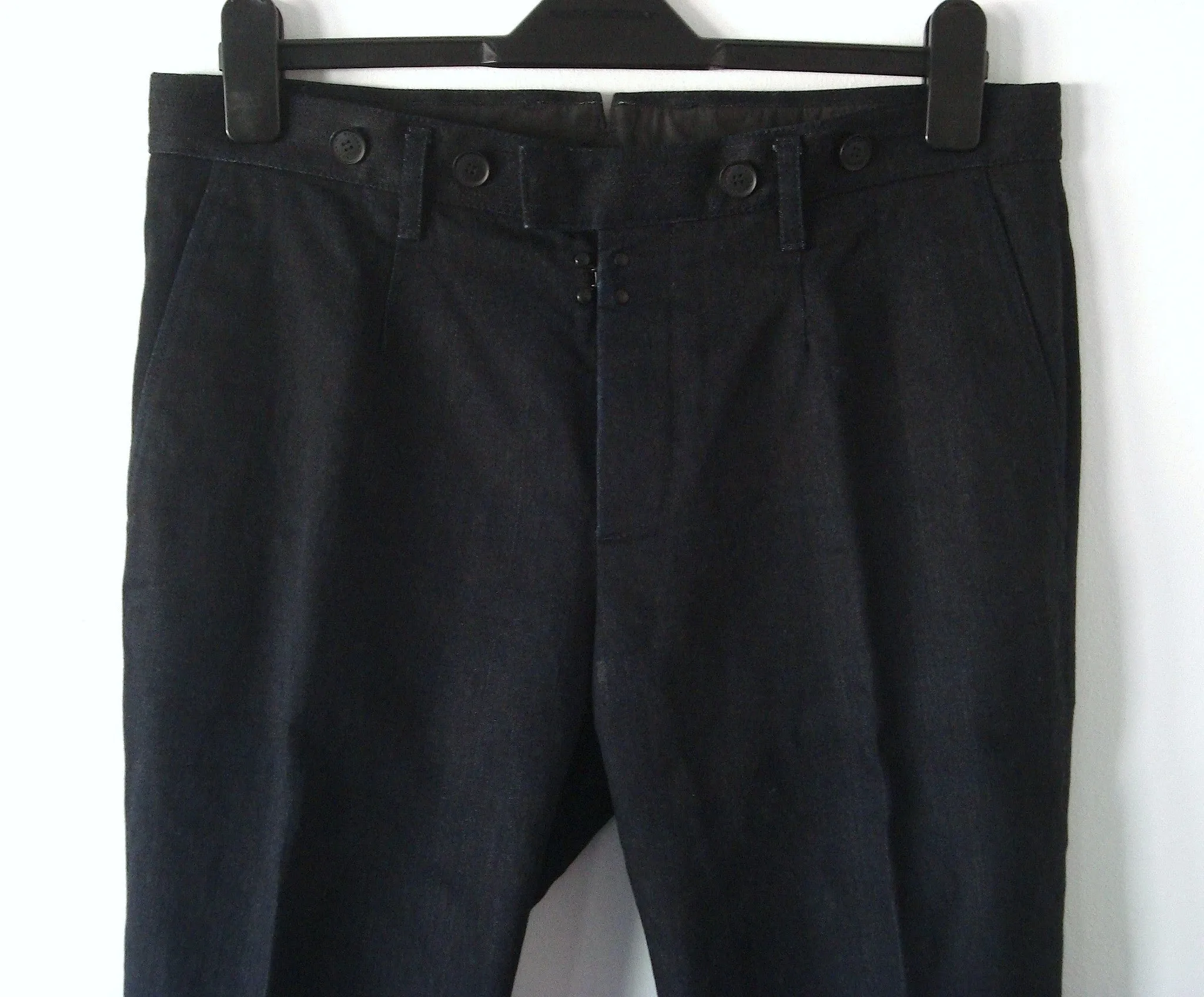 2012 Heavy Coated Denim Workwear Trousers with Metal Clasp