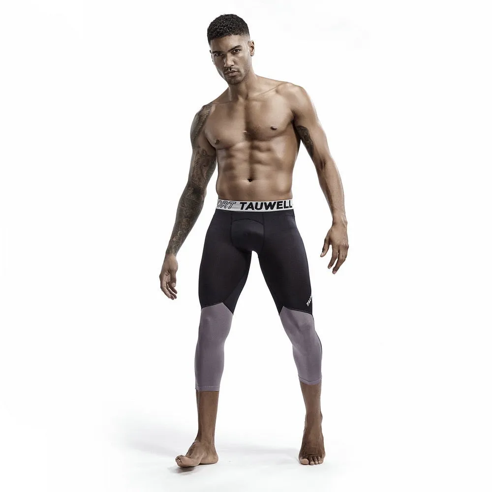 3 4 Compression Leggings Men Fitness Sportswear Workout Running Tights Quick Dry Mesh Patchwork