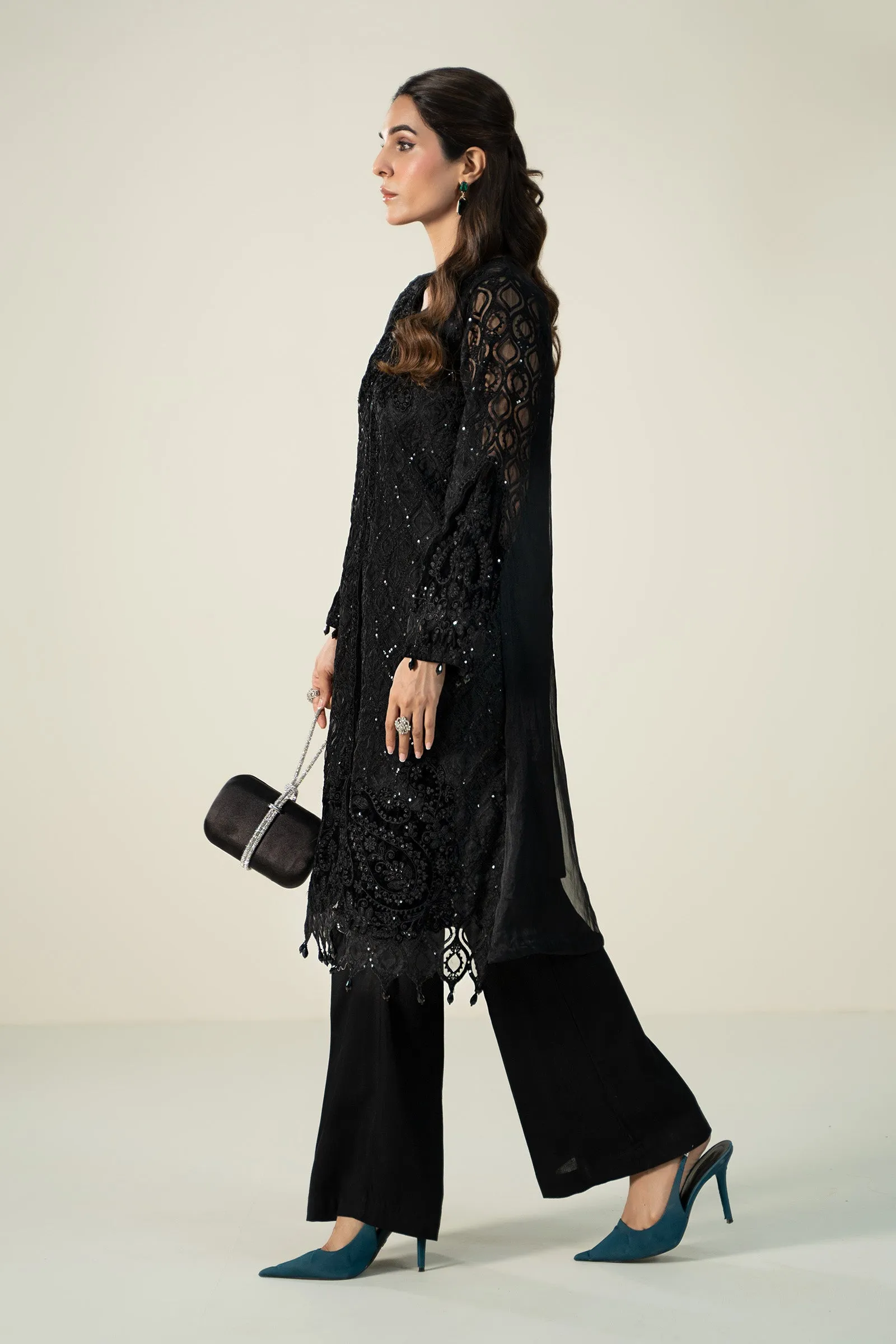 3 Piece Embroidered Organza Suit | DW-W24-156