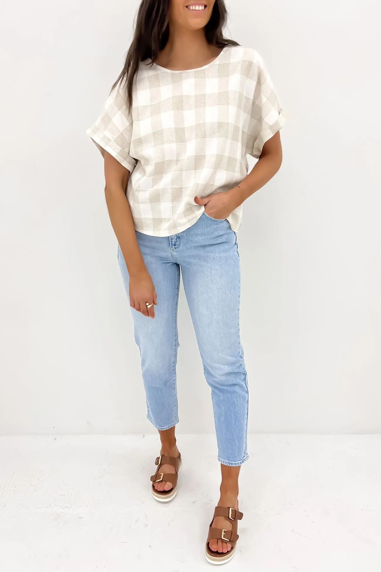 Albon Top Beige Check