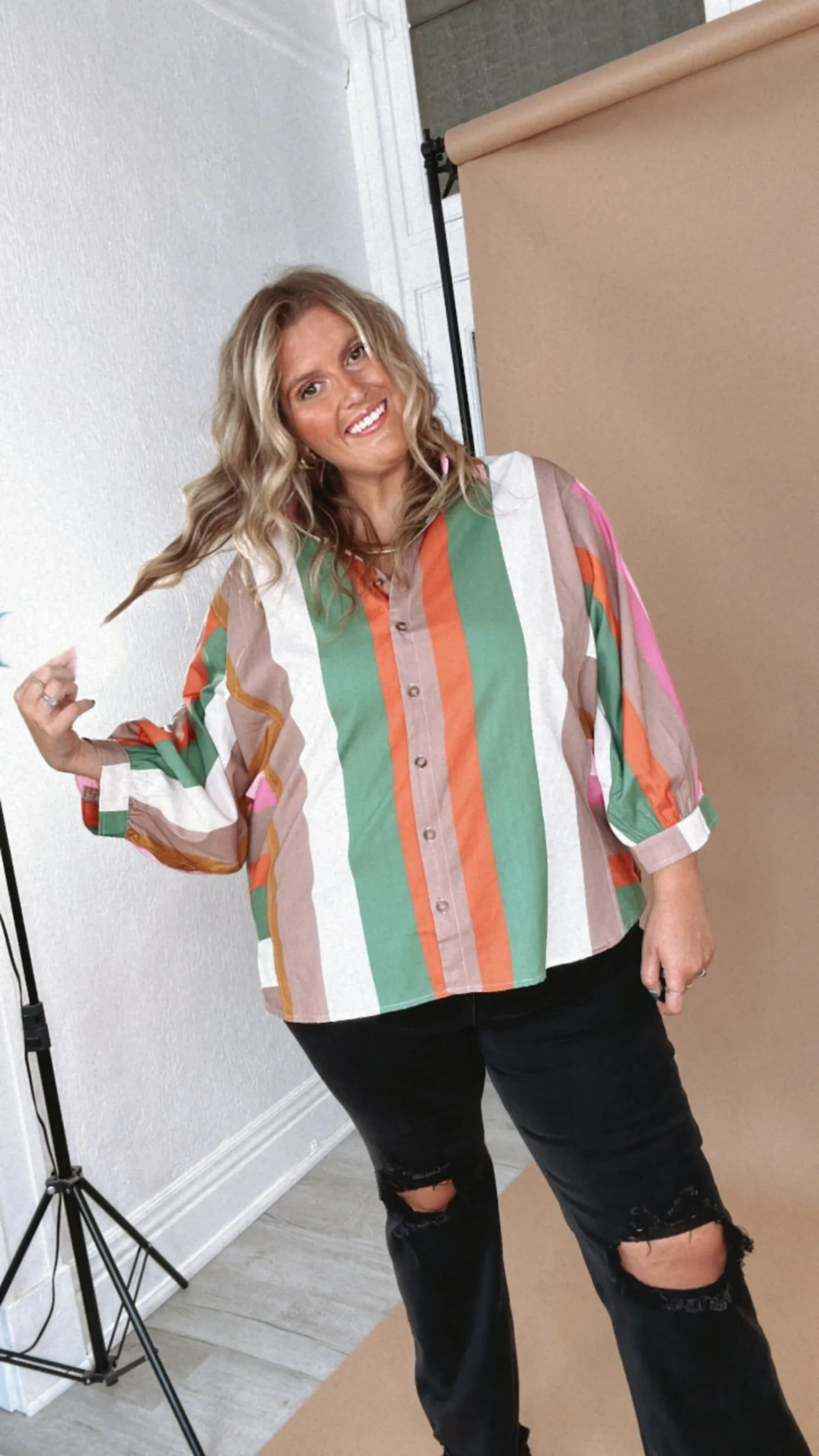 All Retro Multi Color Striped Top