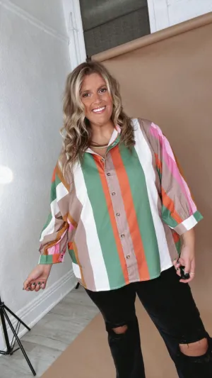 All Retro Multi Color Striped Top