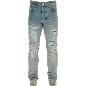 Amiri leather logo jeans with eight words