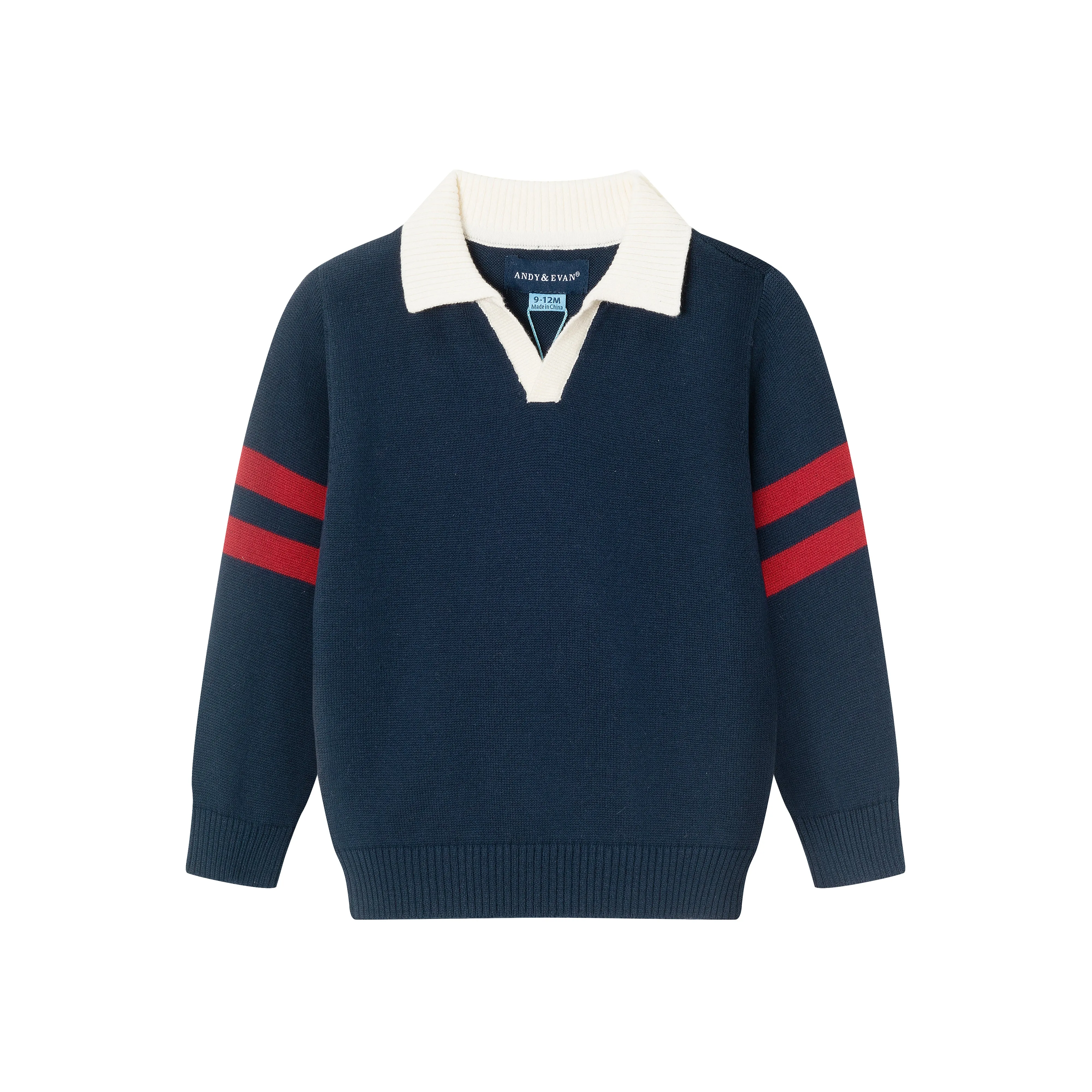 Andy & Evan Navy Collared Sweater with Cognac Hybrid Pant