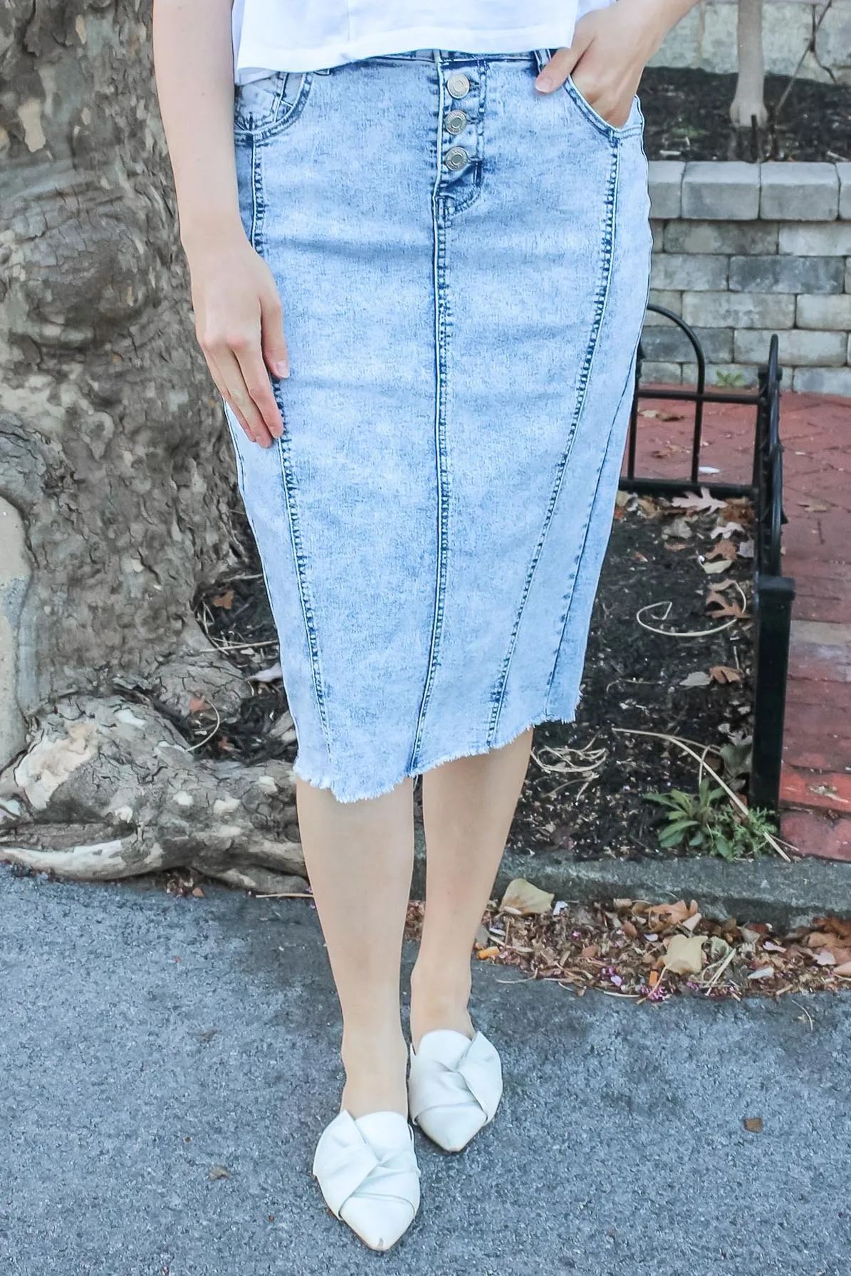 Bianca Stonewash Denim Skirt (FINAL SALE)