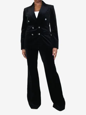 Black velvet 2-piece suit set - size UK 12/16