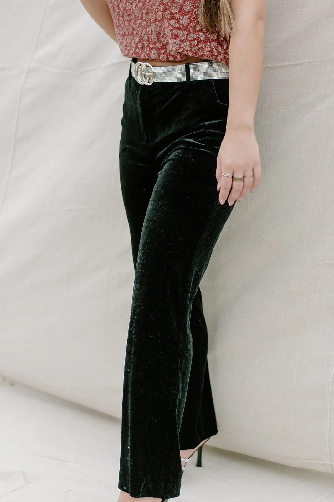 Black Velvet High Rise Trousers