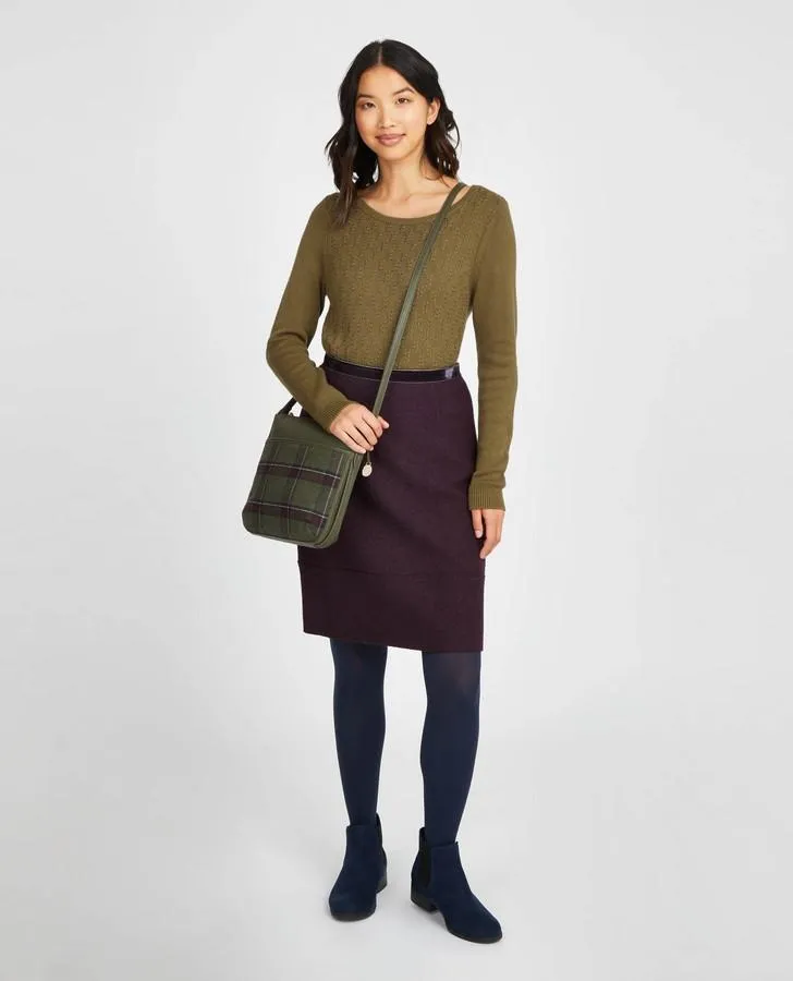 Bordeaux Boiled Wool Knee Length Skirt