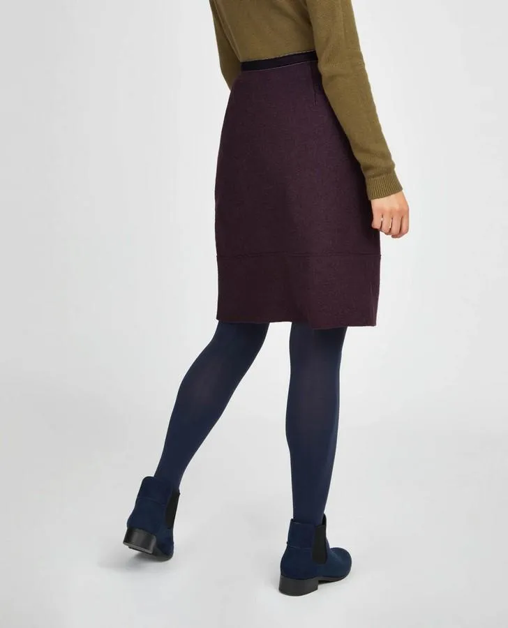 Bordeaux Boiled Wool Knee Length Skirt