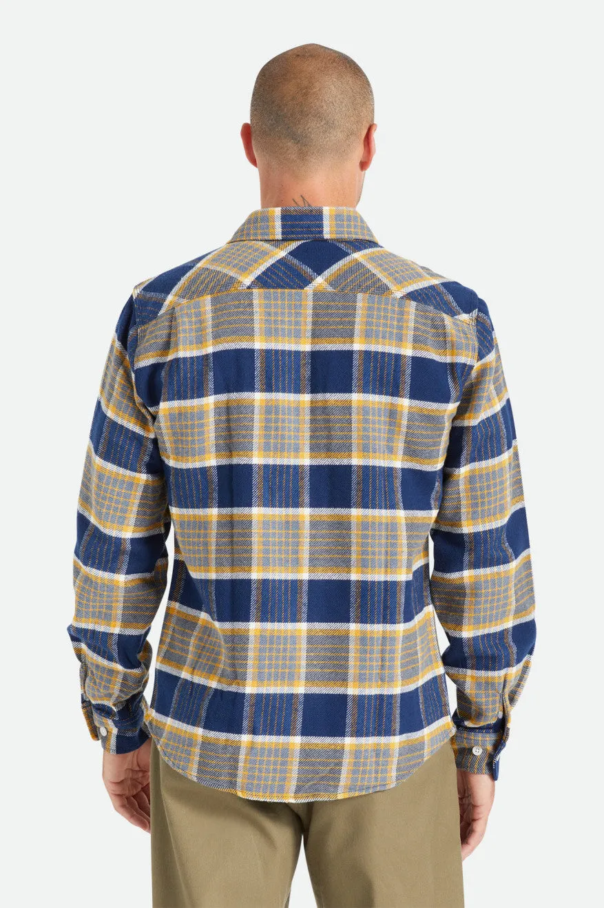 Bowery L/S Flannel - Moonlit Ocean/Bright Gold/Off White