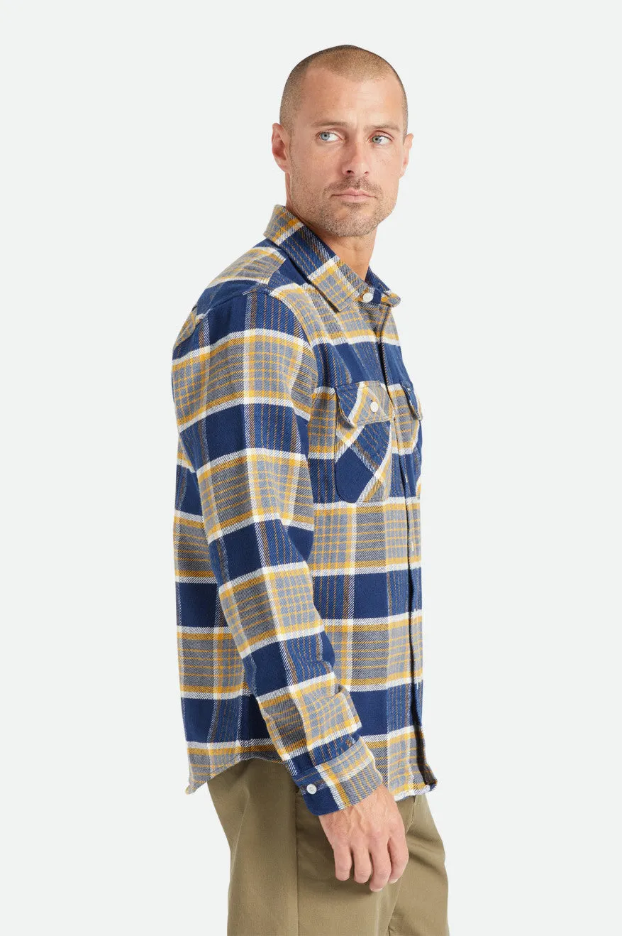 Bowery L/S Flannel - Moonlit Ocean/Bright Gold/Off White