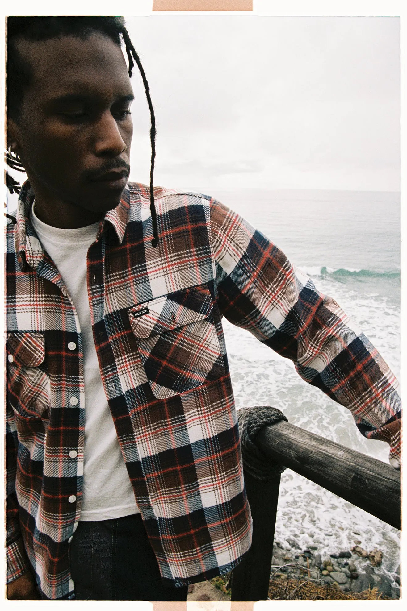 Bowery L/S Flannel - Washed Navy/Sepia/Off White