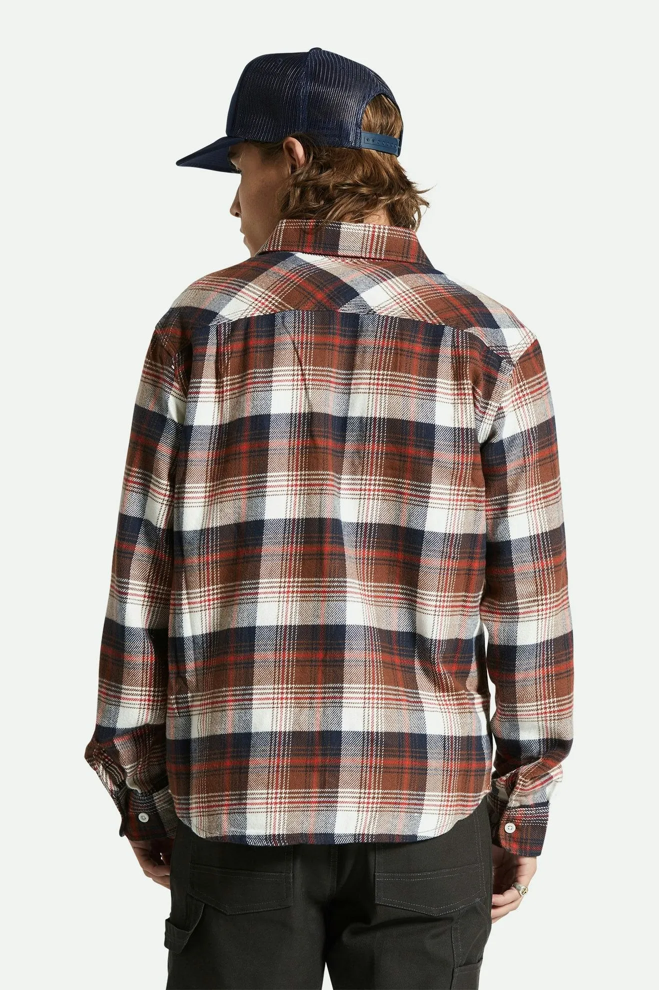 Bowery L/S Flannel - Washed Navy/Sepia/Off White