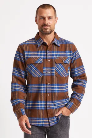 Bowery L/S Utility Flannel - Washed Brown/Mineral Blue