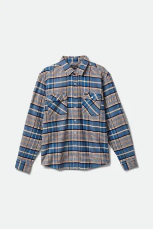 Bowery Stretch Water Resistant Flannel - Blue Heaven/Paradise Orange/Off White