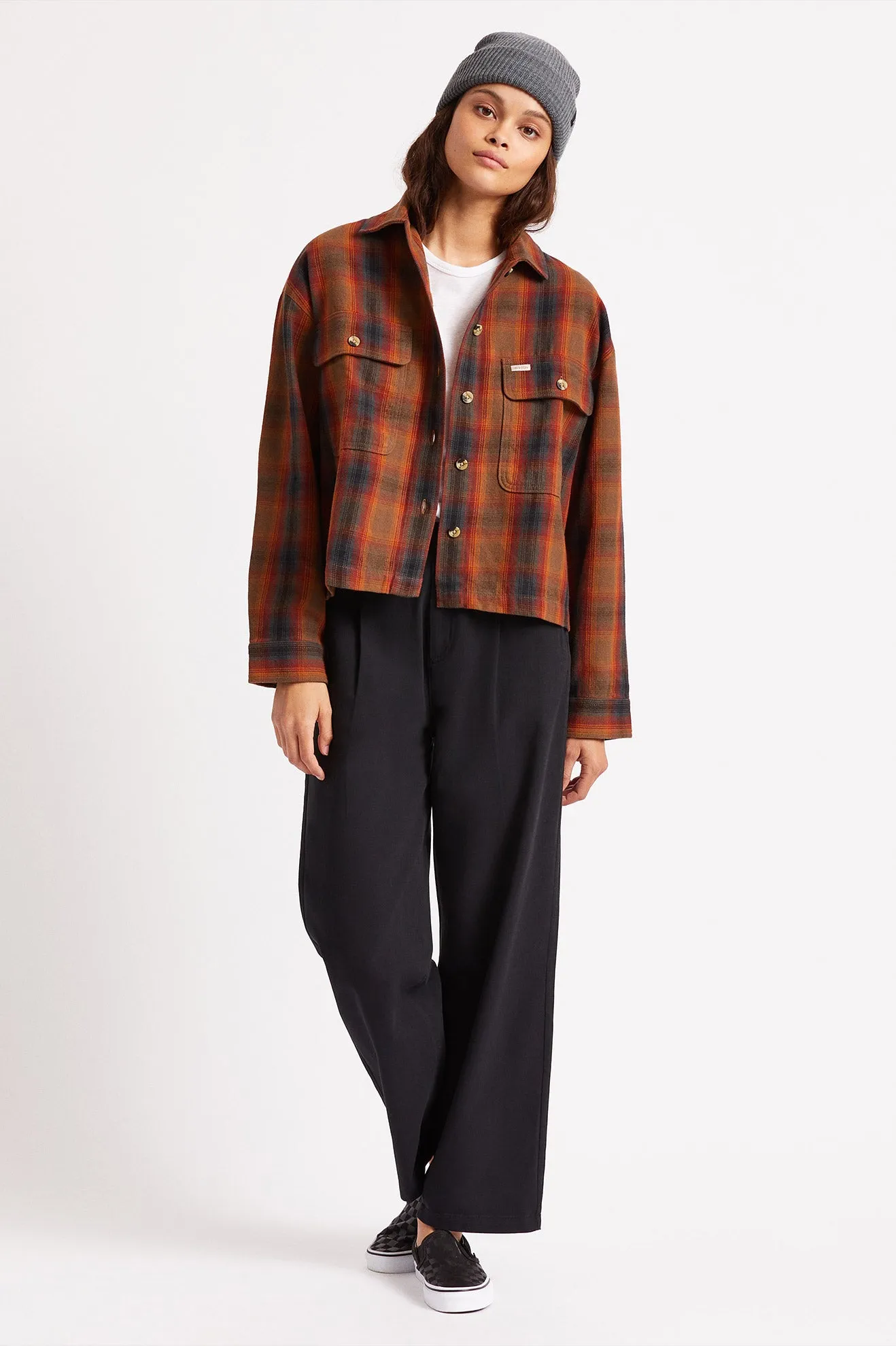 Bowery Women L/S Flannel - Washed Brown