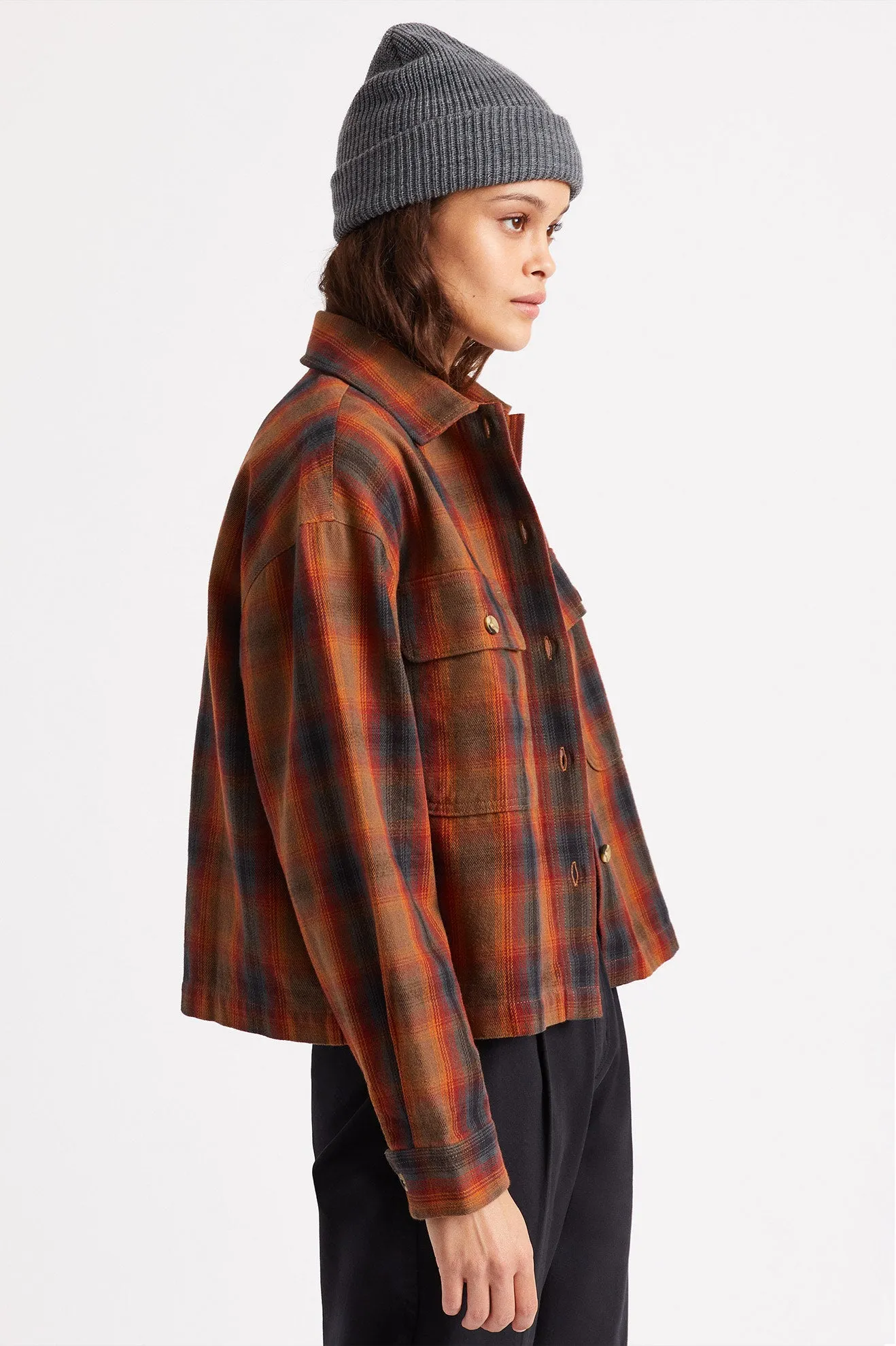 Bowery Women L/S Flannel - Washed Brown