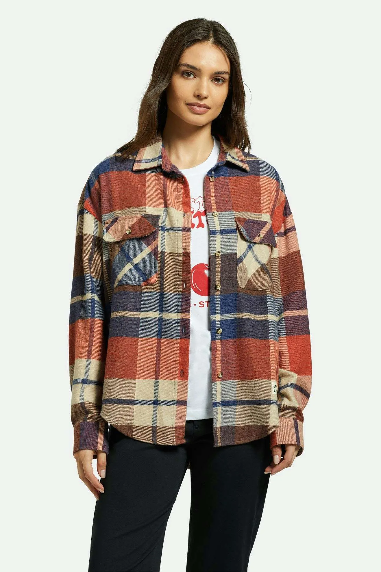 Bowery Women's Classic L/S Flannel - Navy/Mars Red/Whitecap