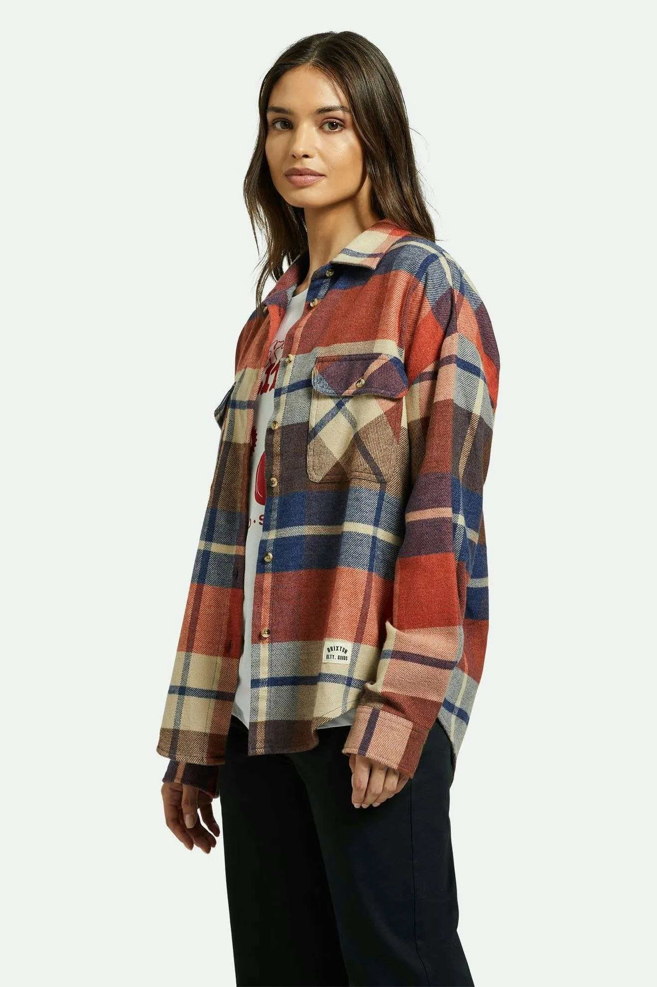 Bowery Women's Classic L/S Flannel - Navy/Mars Red/Whitecap