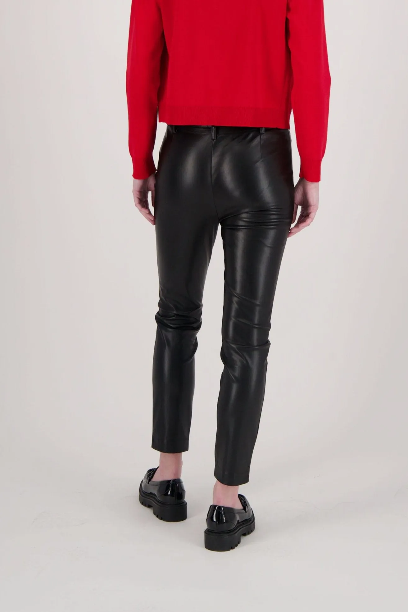 Chain Detail Faux Leather Slim Pants