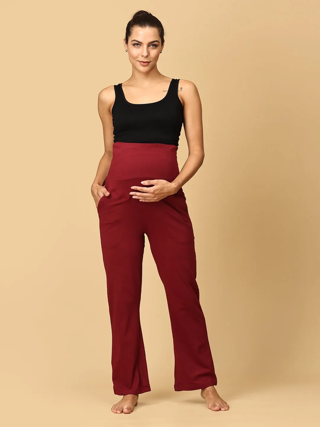 Comfy Maternity Trackpants - Maroon