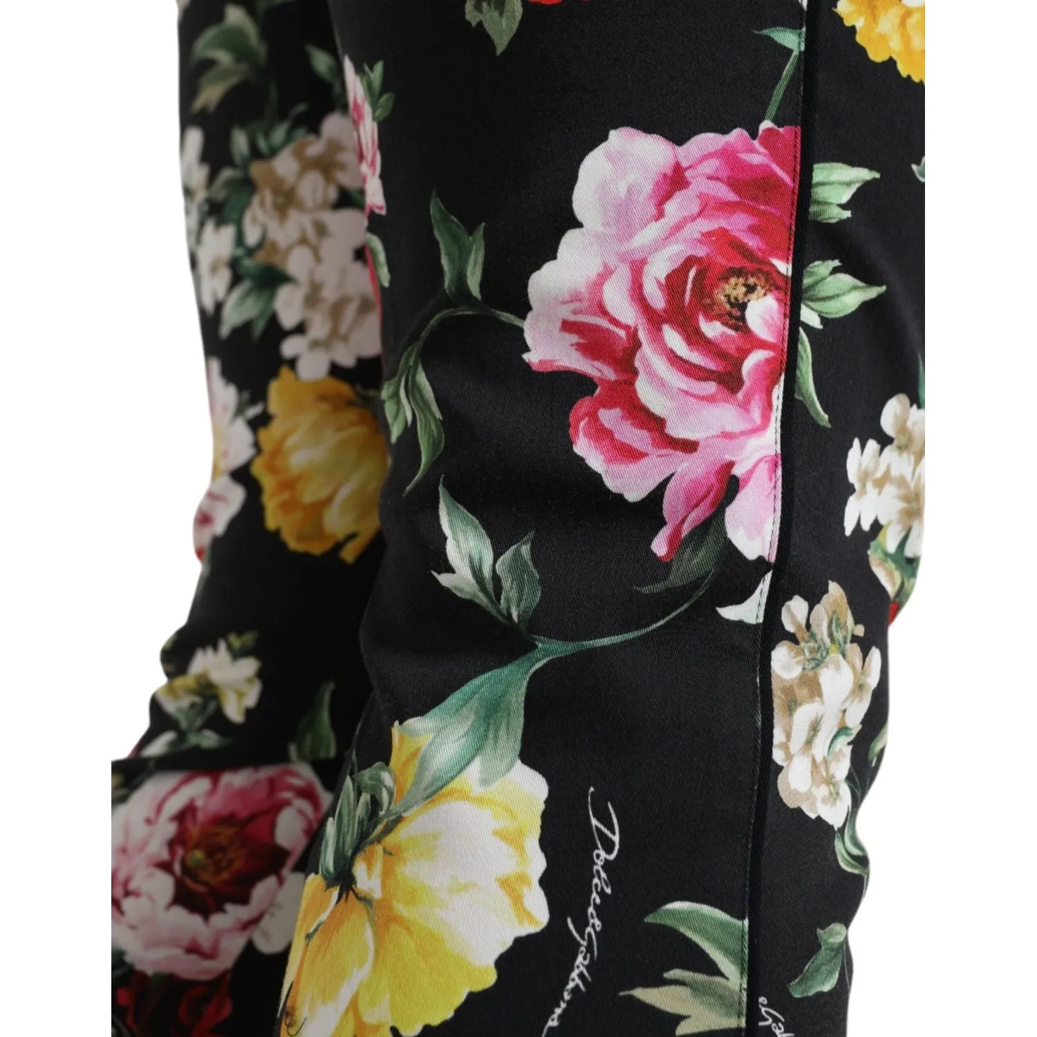 Dolce & Gabbana Elegant Floral Mid Waist Cropped Pants