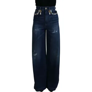 Dolce & Gabbana Embellished Straight Leg Designer Jeans