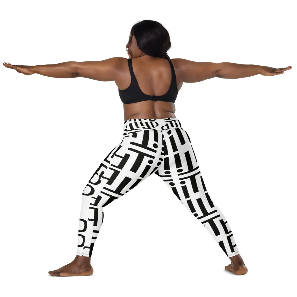 dti white/black pattern Crossover leggings with pockets