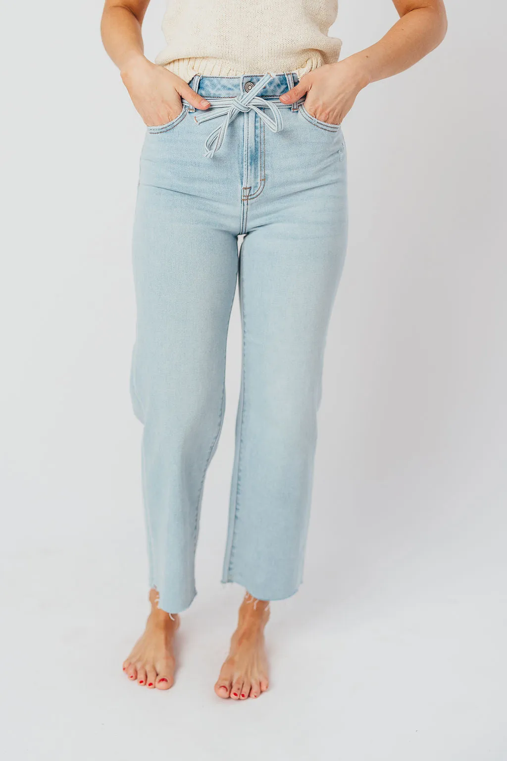 Ella High Rise Jean with Straight Leg in Light Blue - 27" Inseam