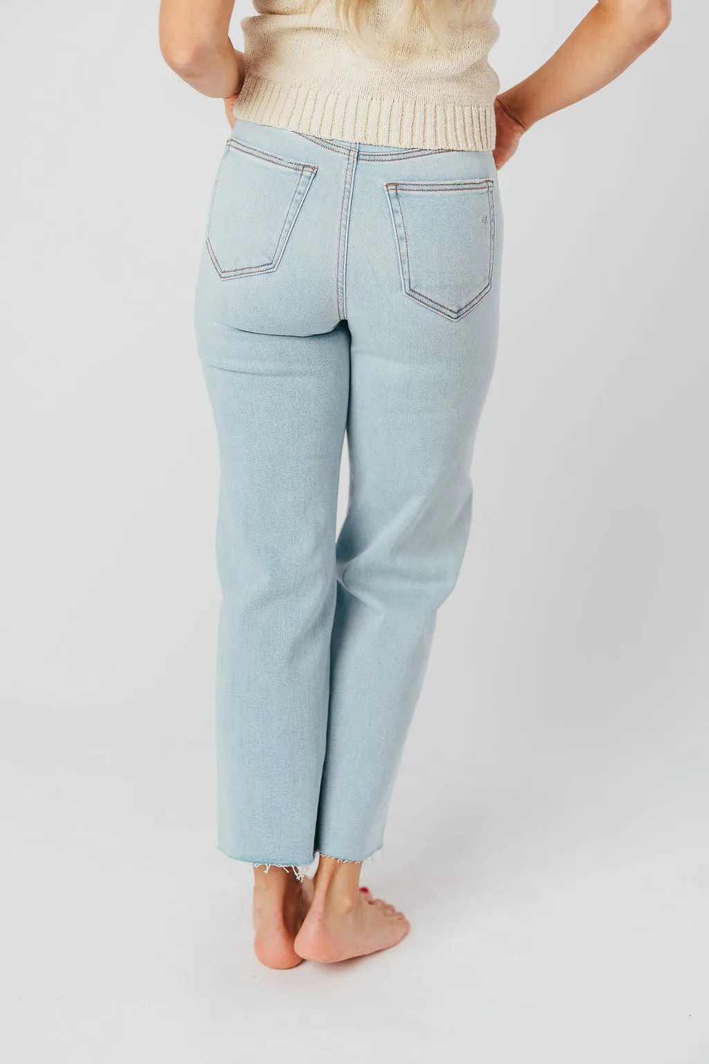 Ella High Rise Jean with Straight Leg in Light Blue - 27" Inseam