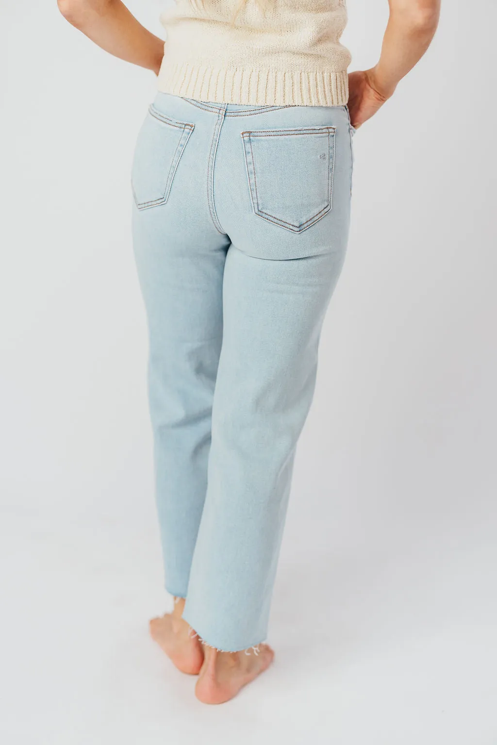 Ella High Rise Jean with Straight Leg in Light Blue - 27" Inseam