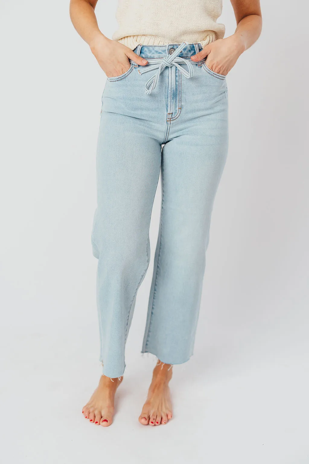 Ella High Rise Jean with Straight Leg in Light Blue - 27" Inseam