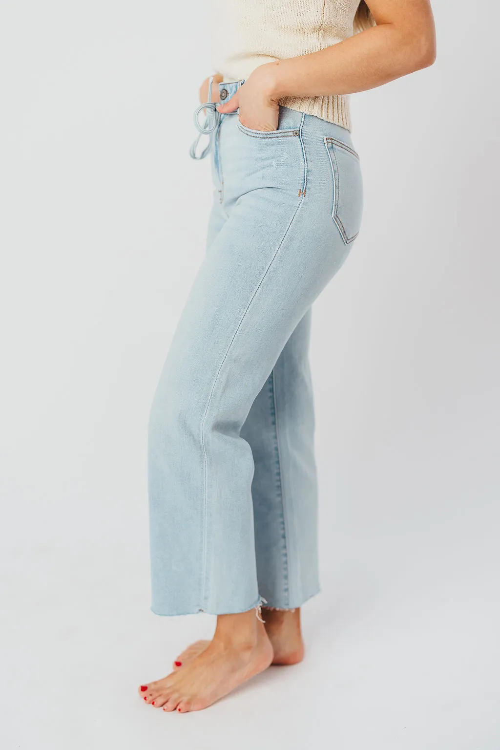 Ella High Rise Jean with Straight Leg in Light Blue - 27" Inseam