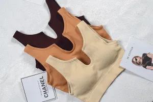 Essentials Scoop Neck Crop and Leggings Set in Beige, Toffee & Brown