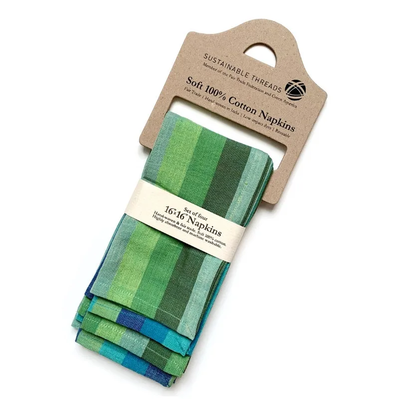 Hand-woven Rainfall Striped Napkins, Set of 4