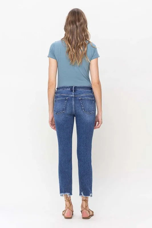 High Rise Crop Slim Straight Jeans