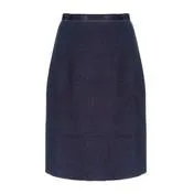 Indigo Boiled Wool Knee Length Skirt