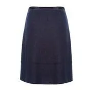 Indigo Boiled Wool Knee Length Skirt