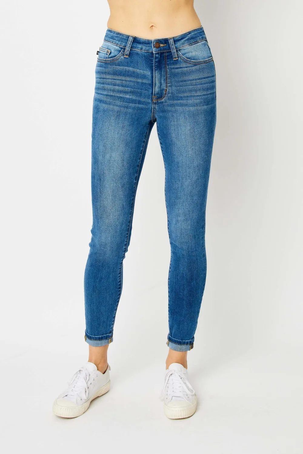 Judy Blue Cuffed Hem Skinny Jeans (Online Exclusive)