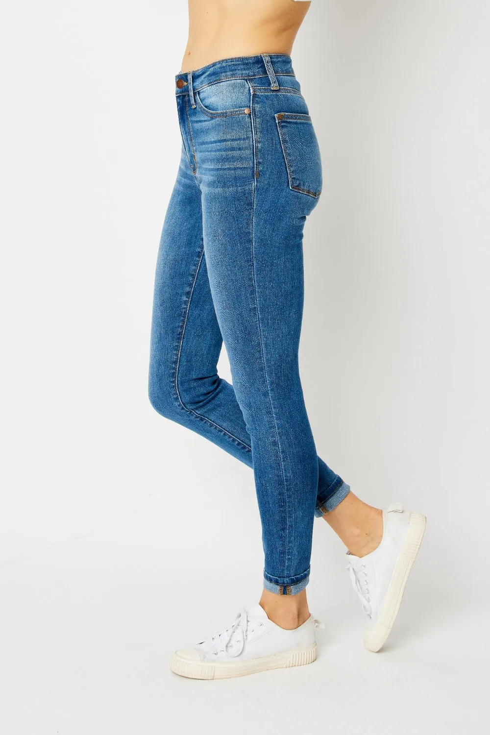 Judy Blue Cuffed Hem Skinny Jeans (Online Exclusive)