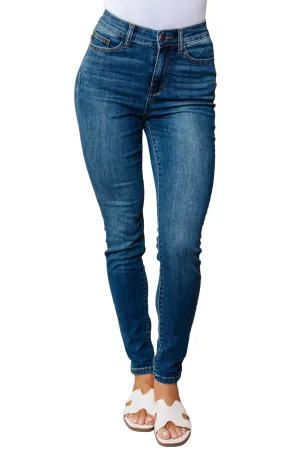 Judy Blue Daphne High Rise Skinny Jeans Non Distressed in Dark Wash